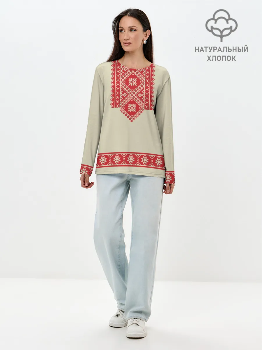 Лонгслив женский. Хлопок / Рубаха