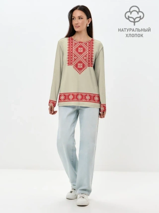 Лонгслив женский. Хлопок / Рубаха