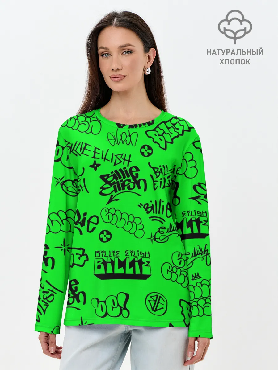 Лонгслив женский. Хлопок / Billie Eilish graffiti