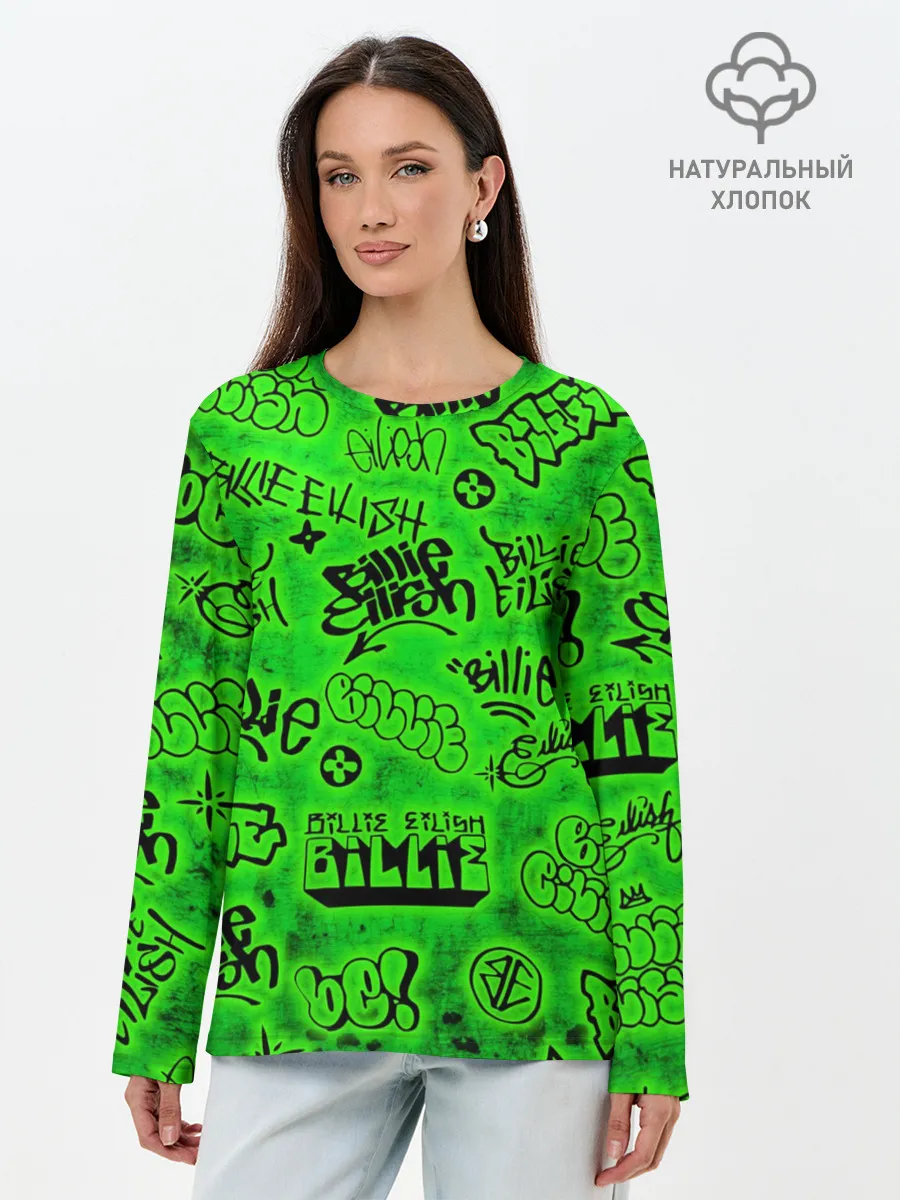 Лонгслив женский. Хлопок / Billie Eilish Graffiti glow