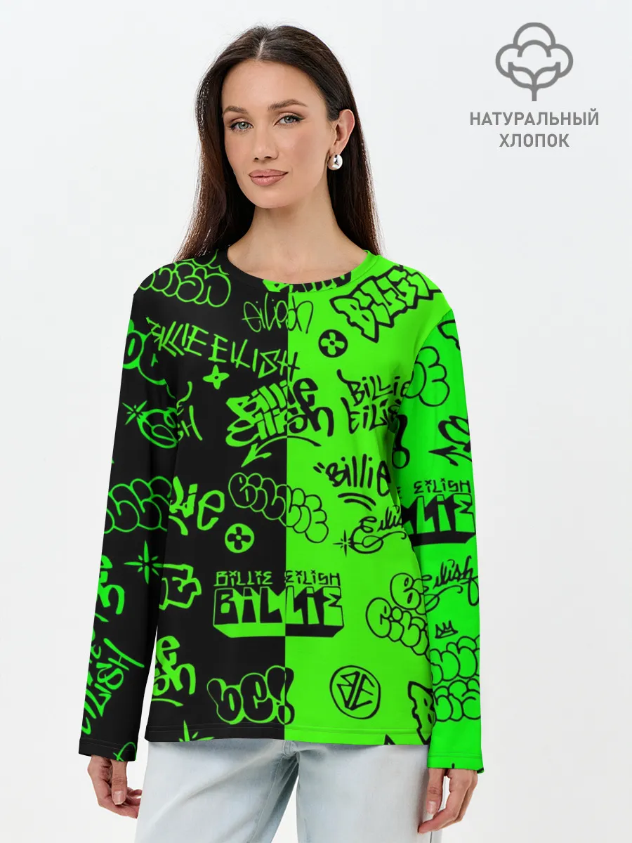 Лонгслив женский. Хлопок / Billie Eilish Graffiti two col
