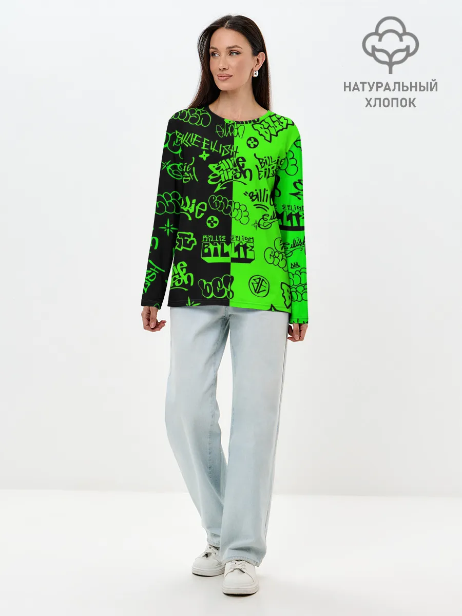 Лонгслив женский. Хлопок / Billie Eilish Graffiti two col