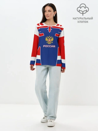 Лонгслив женский. Хлопок / Русский хоккей