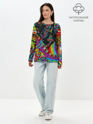 Лонгслив женский. Хлопок / психоделика
