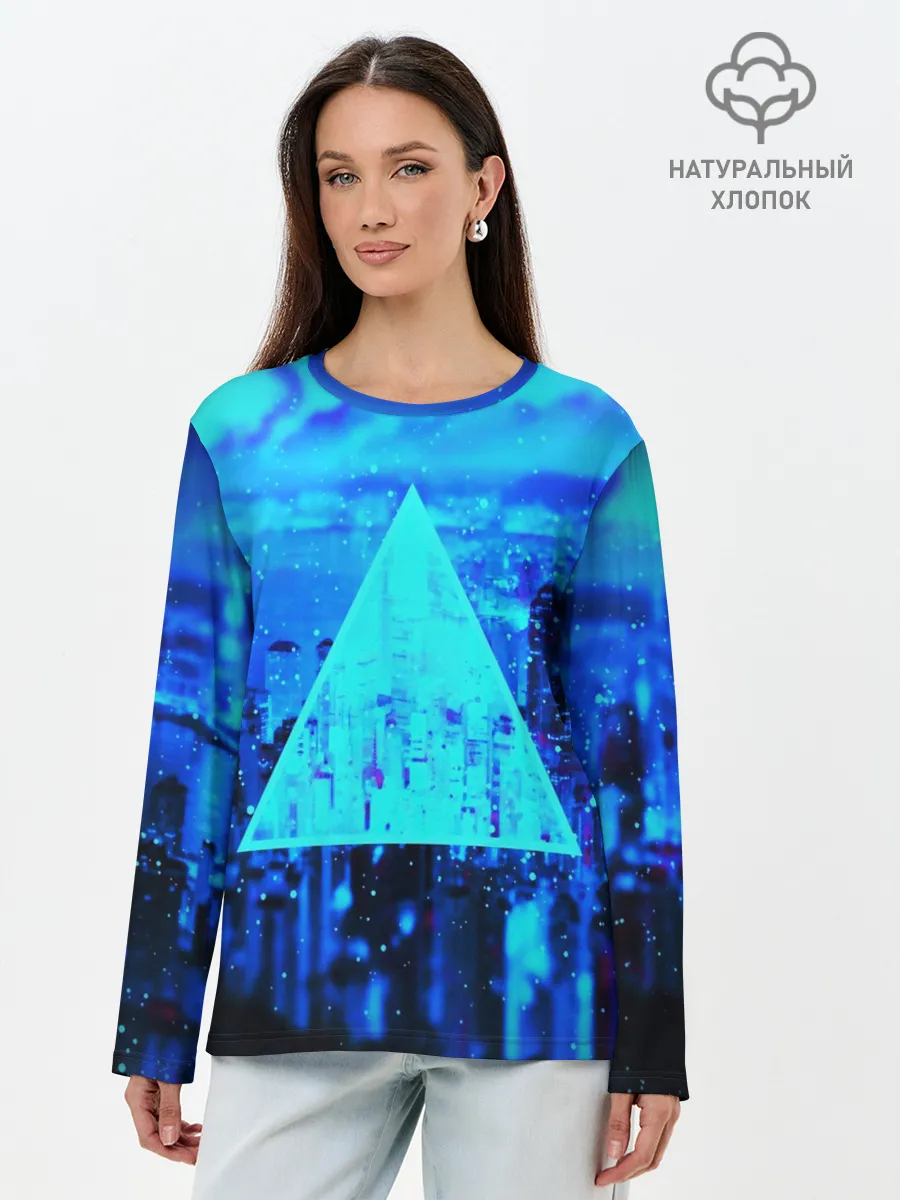 Лонгслив женский. Хлопок / ГОРОД В НЕОНЕ