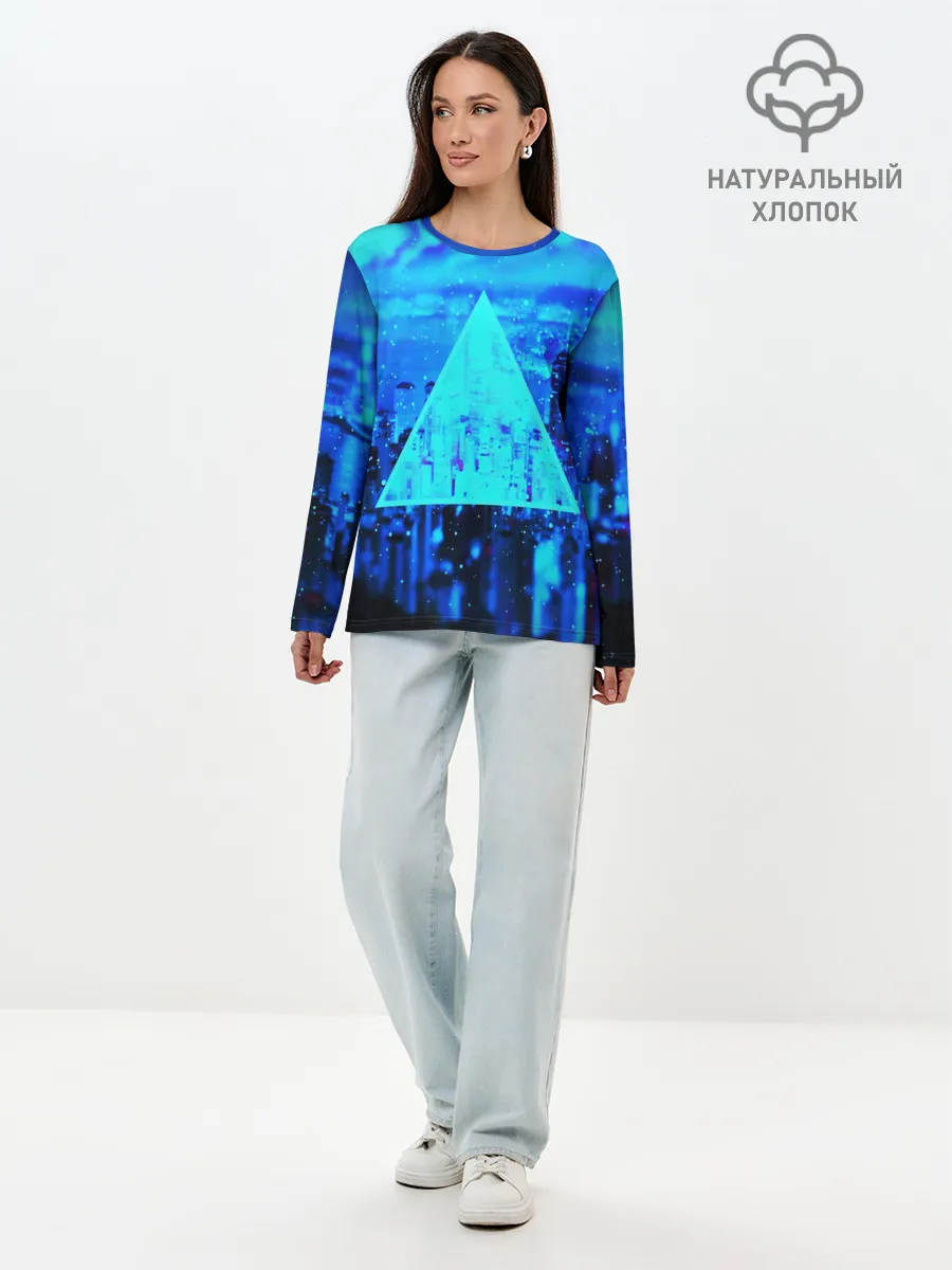Лонгслив женский. Хлопок / ГОРОД В НЕОНЕ