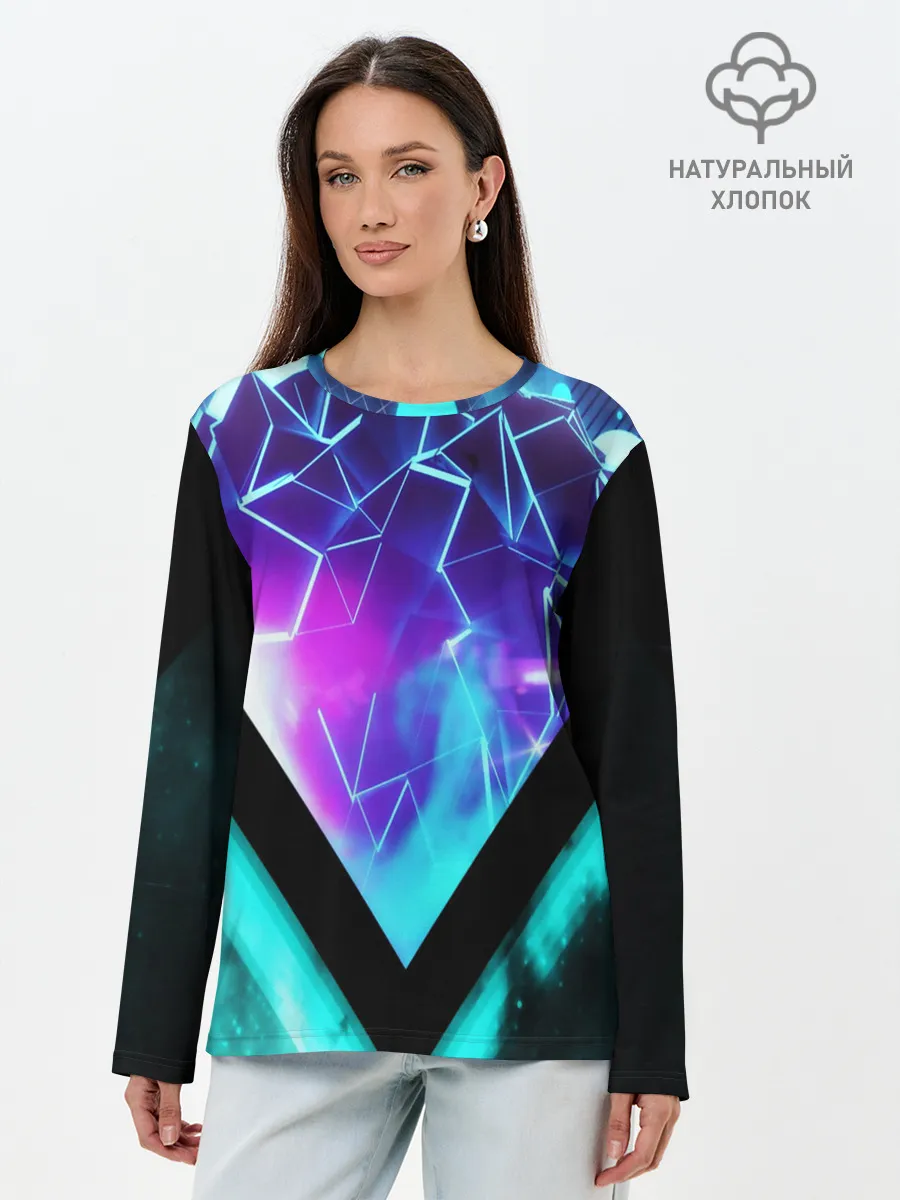 Лонгслив женский. Хлопок / NEON GEOMETRY