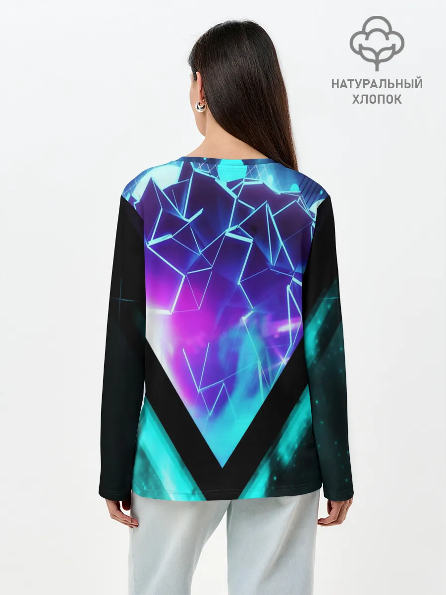 Лонгслив женский. Хлопок / NEON GEOMETRY