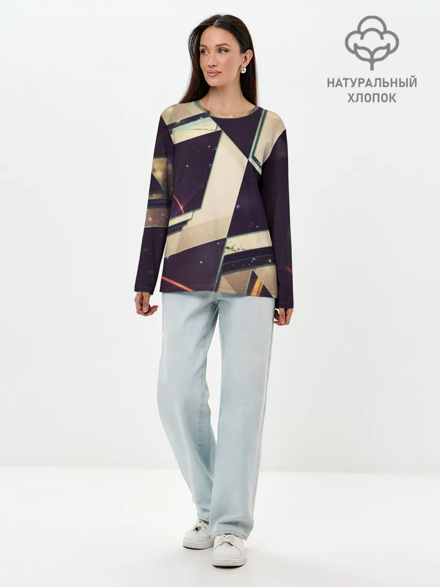 Лонгслив женский. Хлопок / АБСТРАКЦИЯ КОСМОС