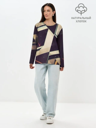 Лонгслив женский. Хлопок / АБСТРАКЦИЯ КОСМОС