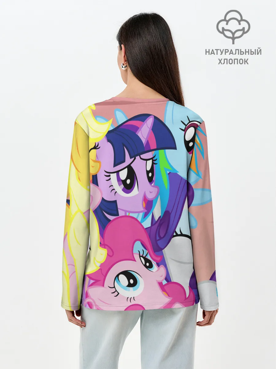 Лонгслив женский. Хлопок / МАЛЕНЬКИЕ ПОНИ