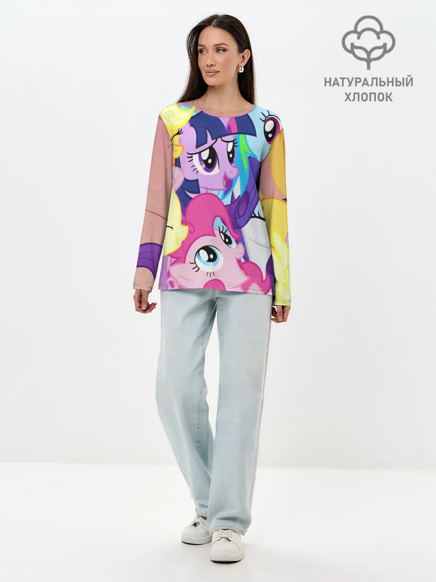 Лонгслив женский. Хлопок / МАЛЕНЬКИЕ ПОНИ