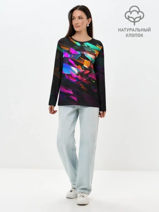 Лонгслив женский. Хлопок / АБСТРАКЦИЯ НЕОНОВАЯ