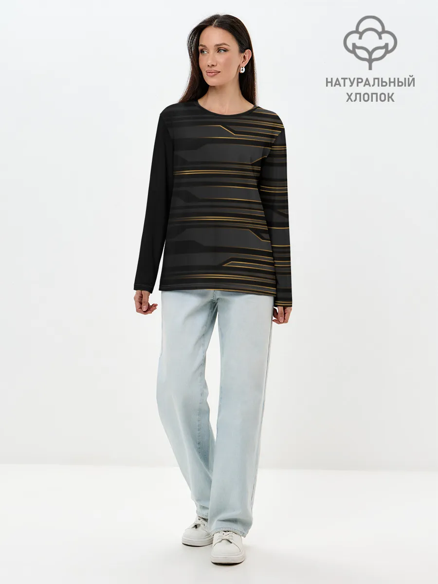 Лонгслив женский. Хлопок / Futuristic technology lines