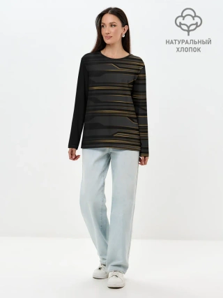 Лонгслив женский. Хлопок / Futuristic technology lines