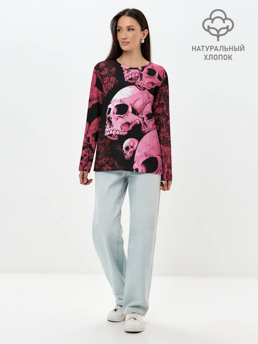 Лонгслив женский. Хлопок / ЧЕРЕПА