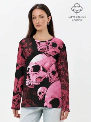 Лонгслив женский. Хлопок / ЧЕРЕПА