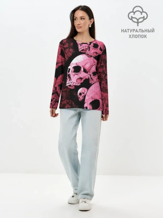 Лонгслив женский. Хлопок / ЧЕРЕПА