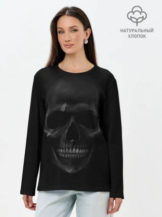 Лонгслив женский. Хлопок / ЧЕРЕП В ТЕМНОТЕ