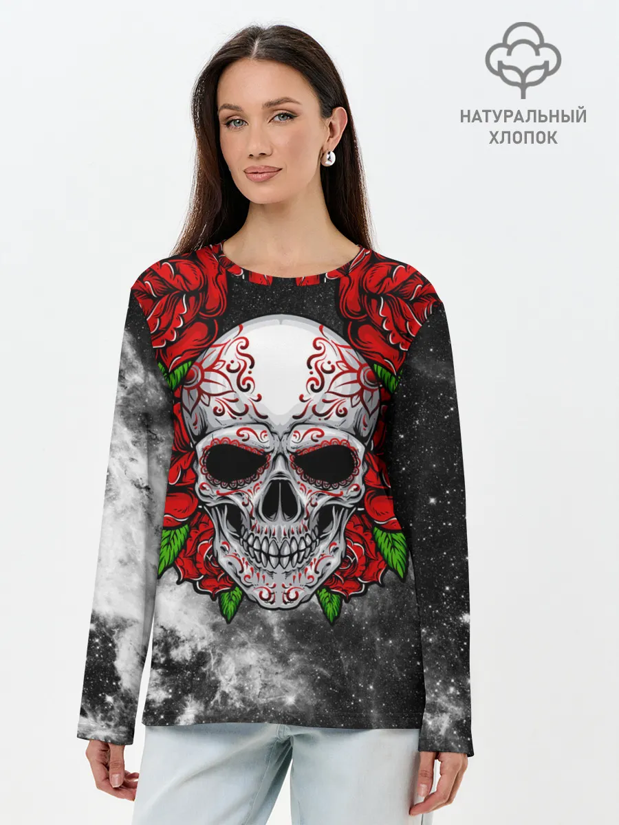 Лонгслив женский. Хлопок / Skull and Roses