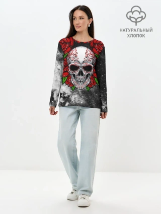 Лонгслив женский. Хлопок / Skull and Roses
