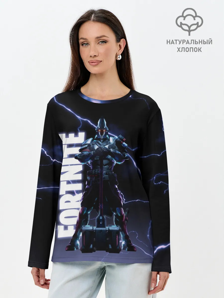 Лонгслив женский. Хлопок / НЕСОКРУШИМЫЙ РЫЦАРЬ FORTNITE