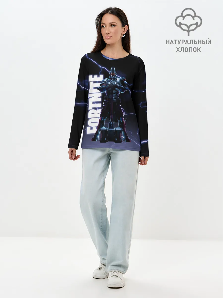 Лонгслив женский. Хлопок / НЕСОКРУШИМЫЙ РЫЦАРЬ FORTNITE
