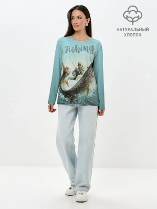 Лонгслив женский. Хлопок / Fishing