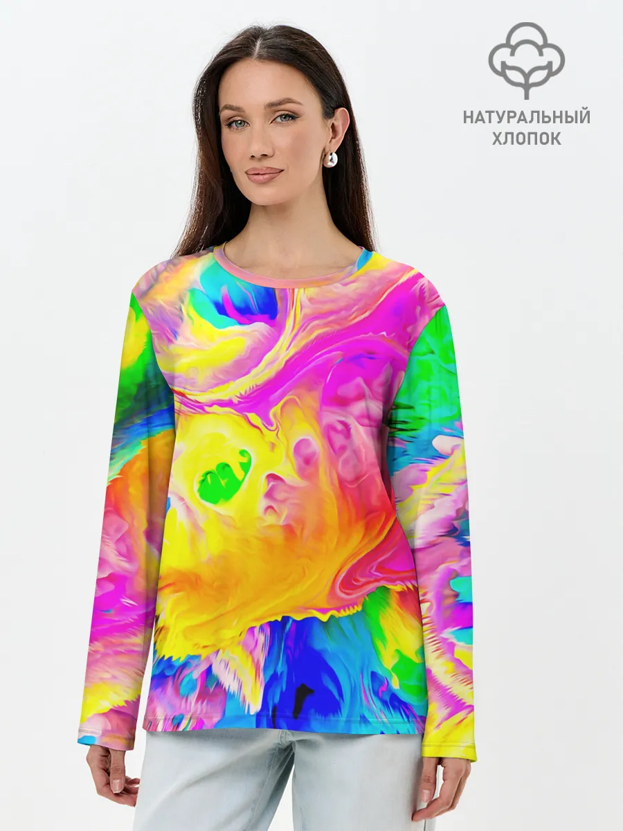 Лонгслив женский. Хлопок / КРАСКИ