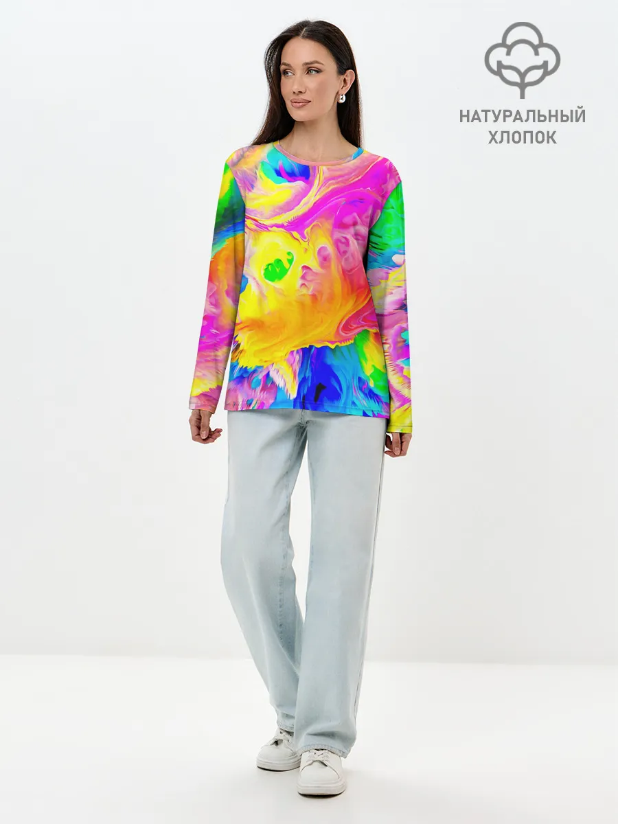 Лонгслив женский. Хлопок / КРАСКИ