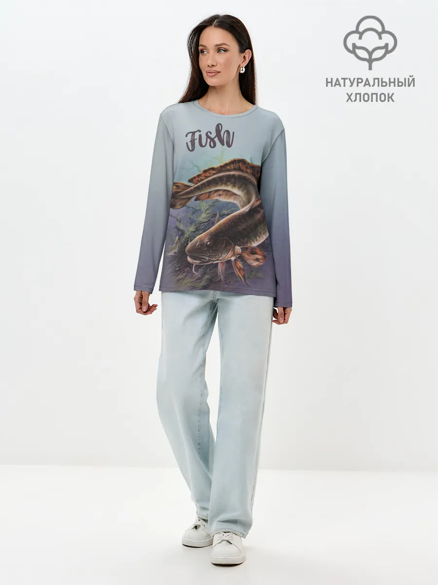 Лонгслив женский. Хлопок / Fish