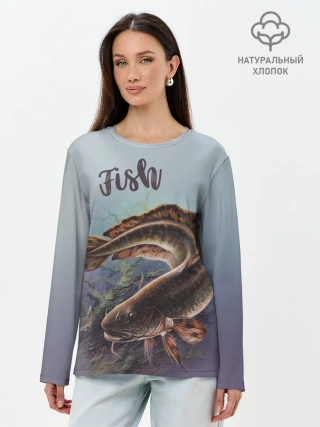 Лонгслив женский. Хлопок / Fish