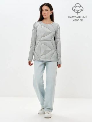 Лонгслив женский. Хлопок / Техно Геометрия