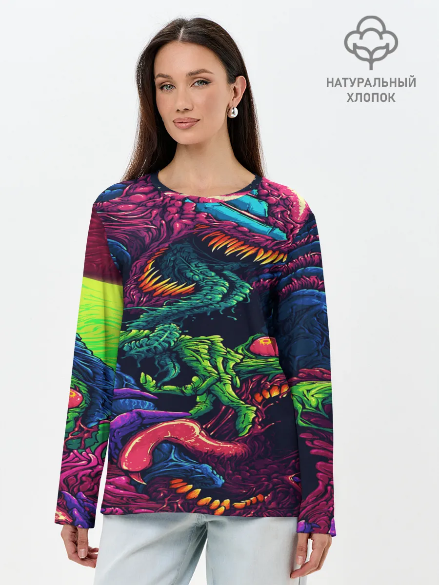 Лонгслив женский. Хлопок / CS GO hyper beast skin