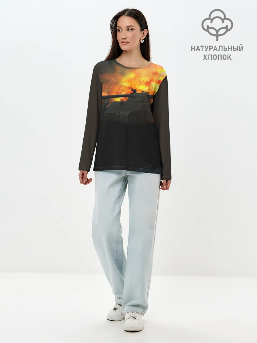Лонгслив женский. Хлопок / ТАНК В ОГНЕ