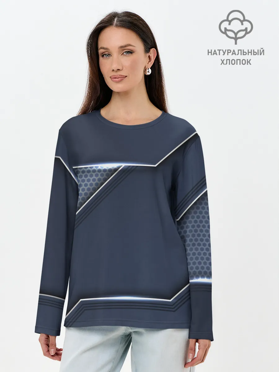 Лонгслив женский. Хлопок / Металлическая 3D основа