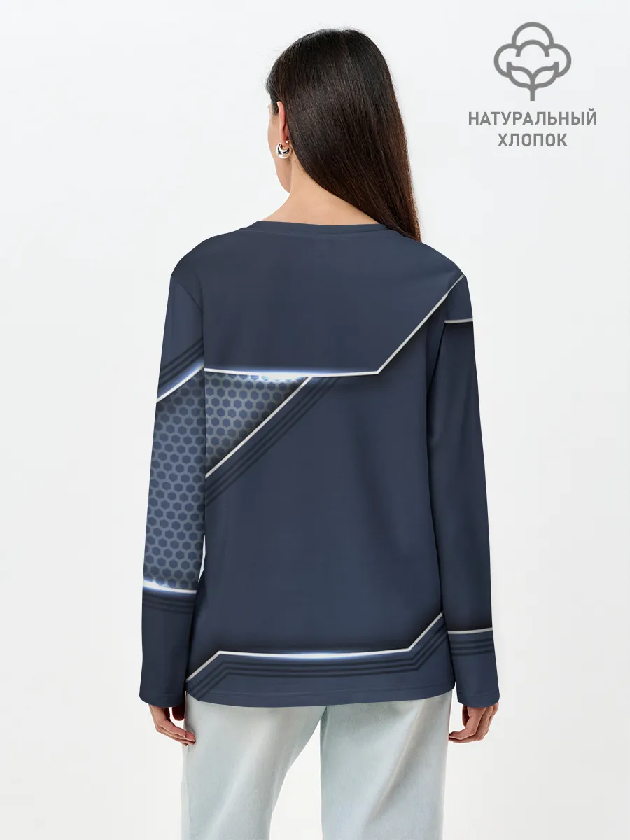 Лонгслив женский. Хлопок / Металлическая 3D основа