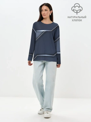 Лонгслив женский. Хлопок / Металлическая 3D основа