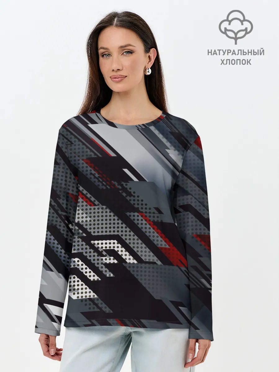 Лонгслив женский. Хлопок / Металлическая текстура