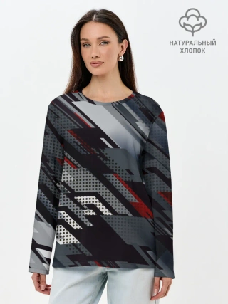 Лонгслив женский. Хлопок / Металлическая текстура