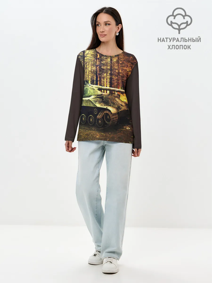Лонгслив женский. Хлопок / ТАНК В ЛЕСУ