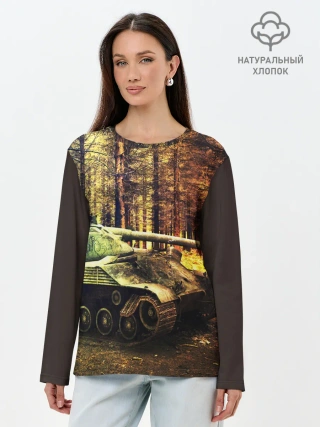 Лонгслив женский. Хлопок / ТАНК В ЛЕСУ