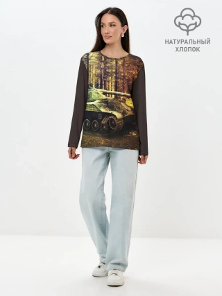 Лонгслив женский. Хлопок / ТАНК В ЛЕСУ