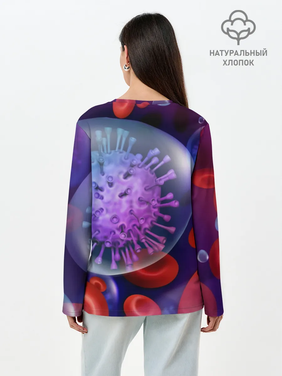 Лонгслив женский. Хлопок / Лейкоциты и клетка