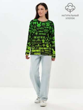 Лонгслив женский. Хлопок / ЛОГОТИПЫ ИГР