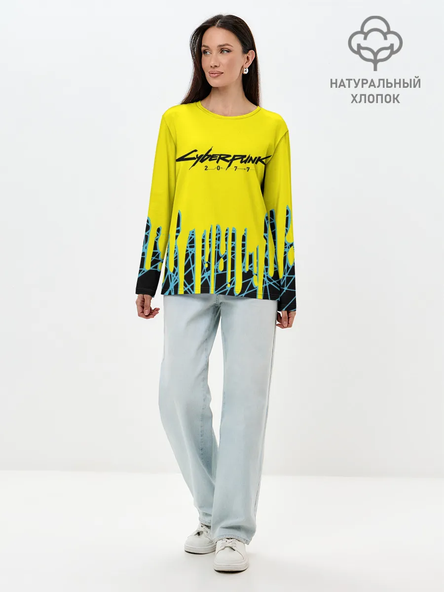 Лонгслив женский. Хлопок / CYBERPUNK 2077