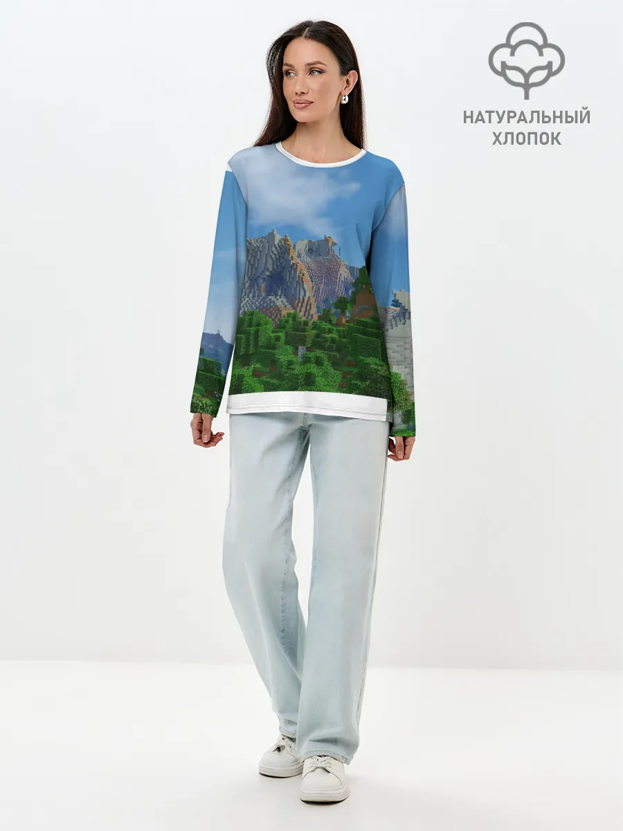 Лонгслив женский. Хлопок / Minecraft