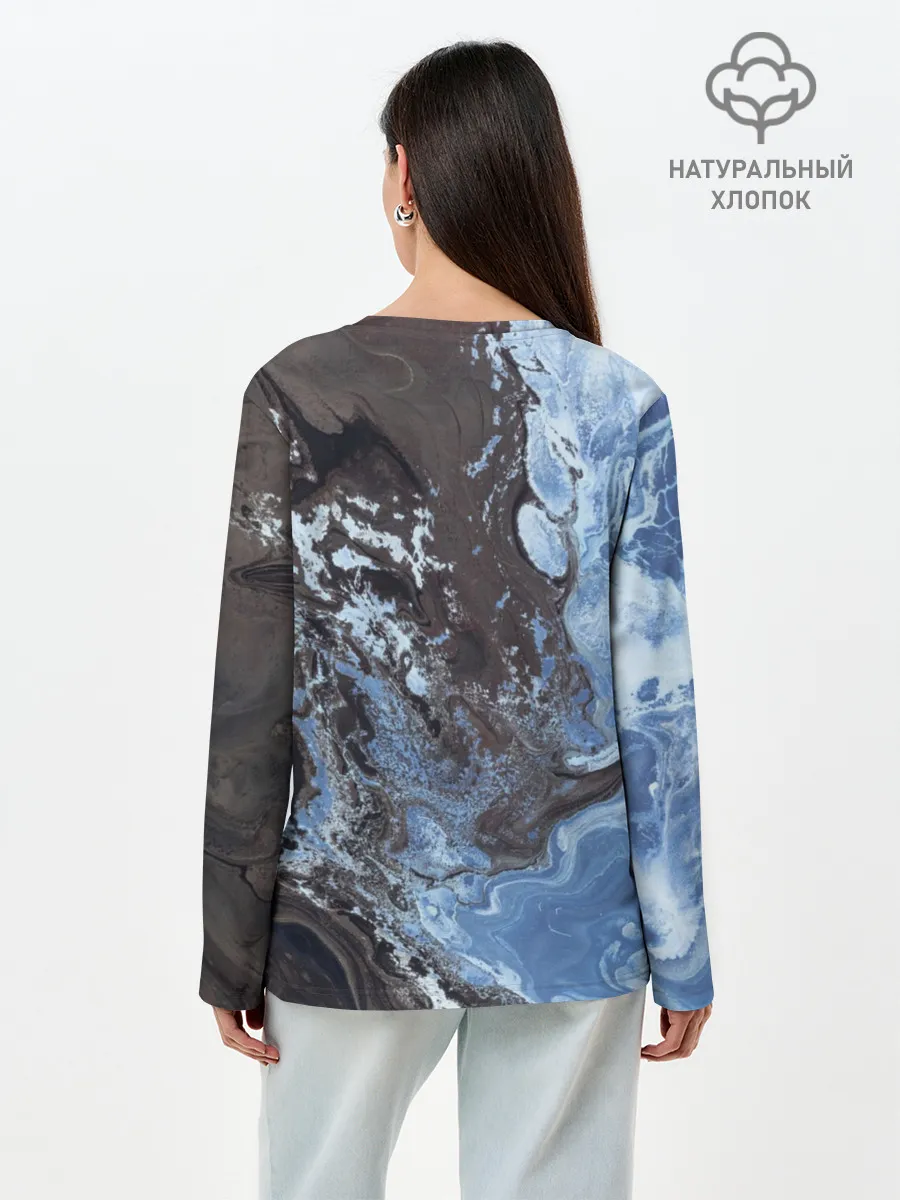 Лонгслив женский. Хлопок / Волны