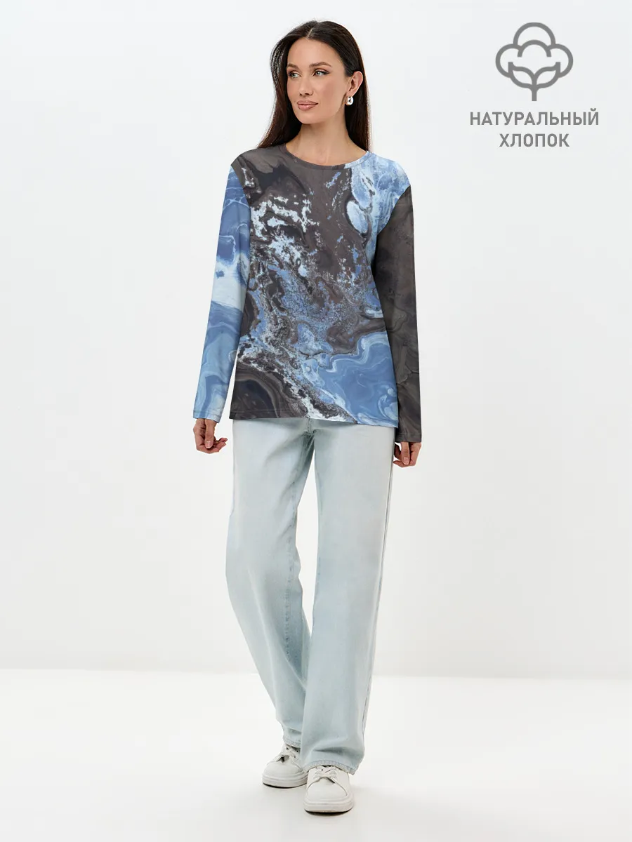 Лонгслив женский. Хлопок / Волны