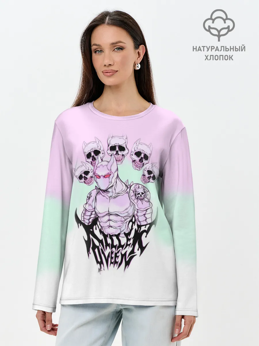 Лонгслив женский. Хлопок / KILLER QUEEN 5 черепов